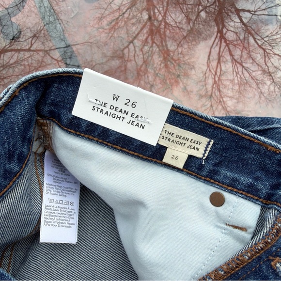 Women’s  Blue Straight-Leg Jeans with White Paint Floral Detail - Picture 5 of 11